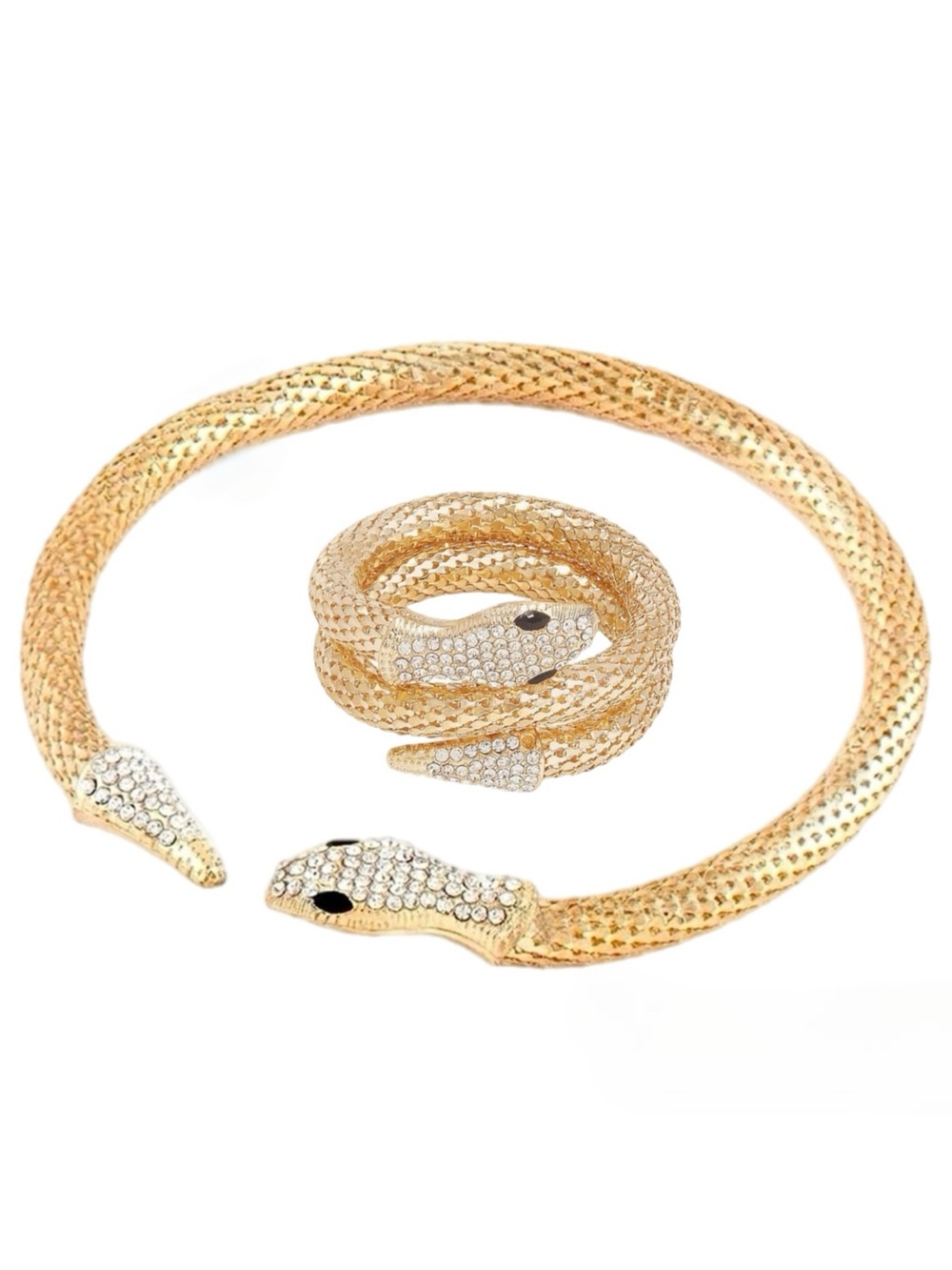 Crystal & Gold-Tone Snake Choker & Bracelet